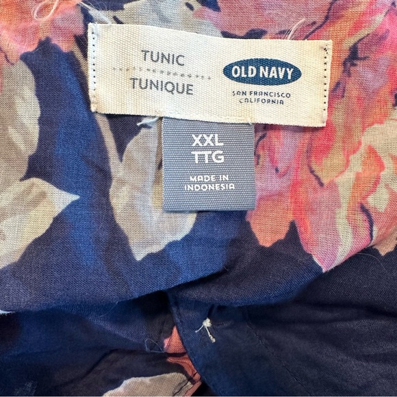OLD NAVY XXL Navy Hit Pink Floral Cotton Lightweight Tunic R $39 - Picture 8 of 11